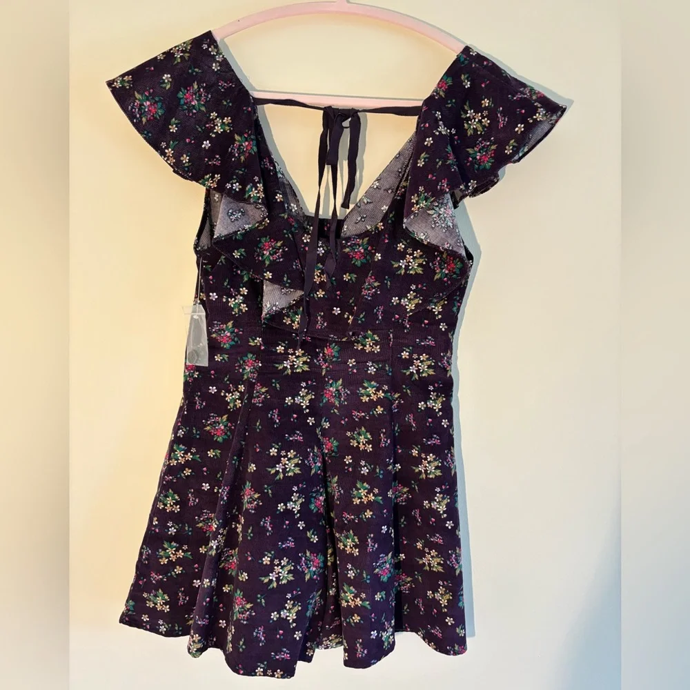 Free People Purple Corduroy Floral Romper Size XS - Picture 3 of 9
